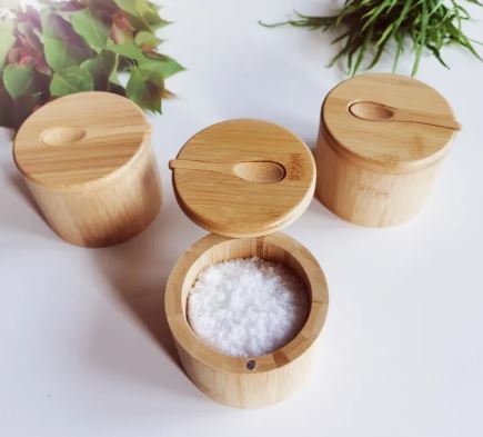 Bamboo Condiment Storage Jar with Spoon