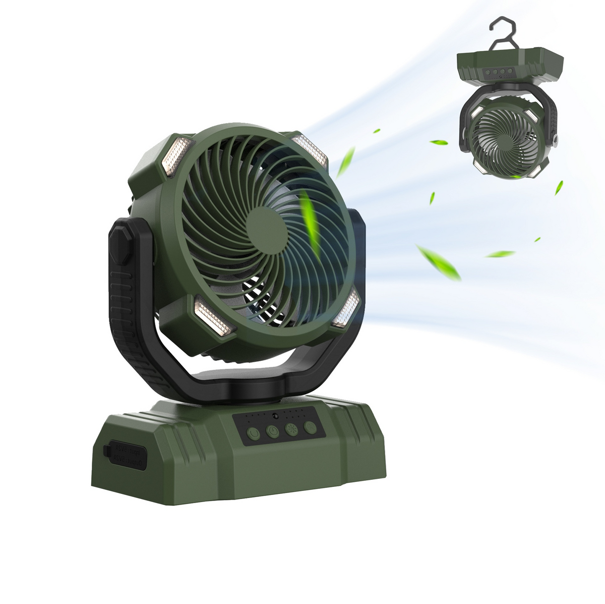 3-in-1 Camping Fan with LED Light & Power Bank – Portable Outdoor Fan