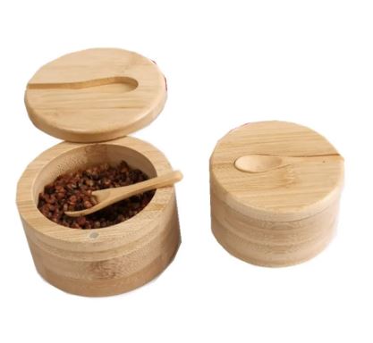 Bamboo Condiment Storage Jar with Spoon