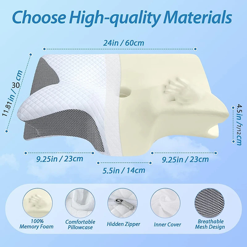 Memory Foam Cervical Neck Pillow – Ergonomic Orthopedic Sleep Support