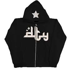 Star Printed Zip Up Hoodie
