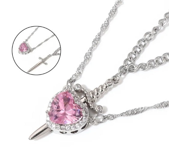 Love Dagger Couple Necklace – Heart & Dagger Stainless Steel Pendant