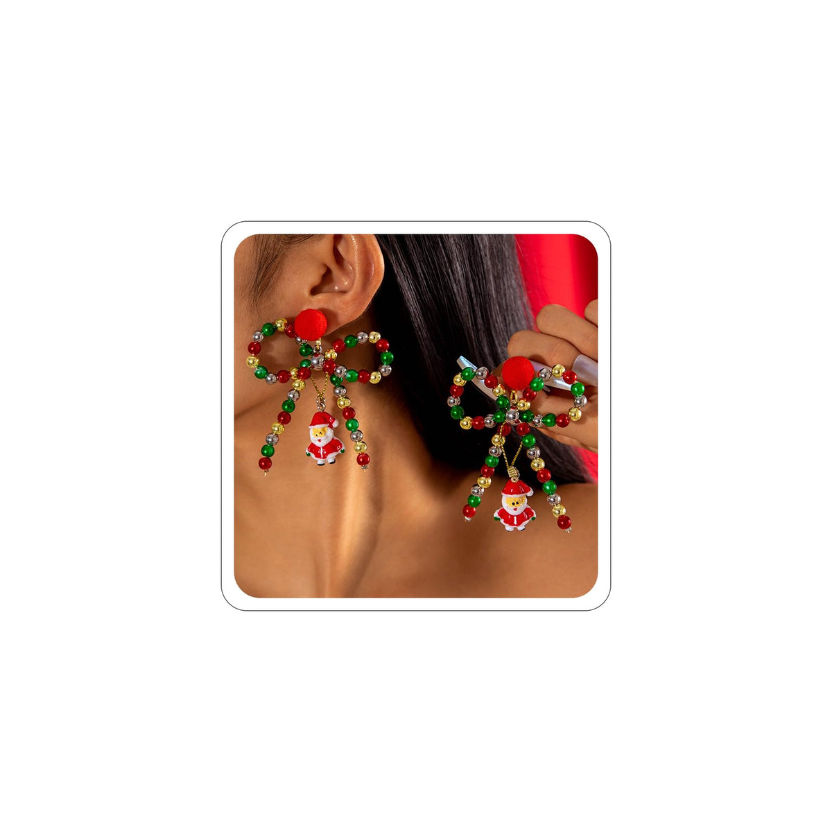 Colorful Christmas Bow Earrings