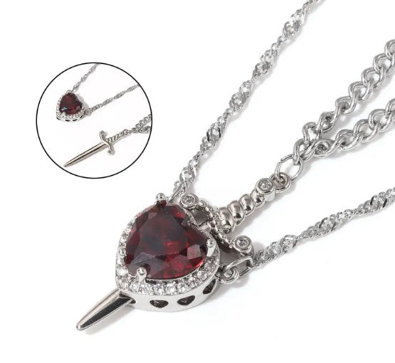 Love Dagger Couple Necklace – Heart & Dagger Stainless Steel Pendant
