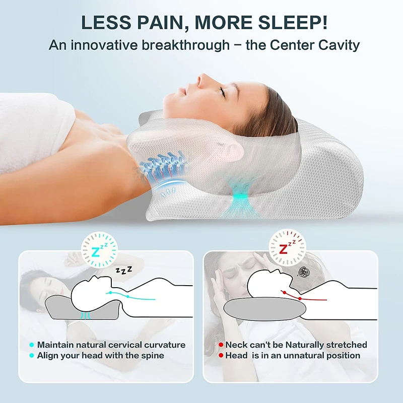 Memory Foam Cervical Neck Pillow – Ergonomic Orthopedic Sleep Support