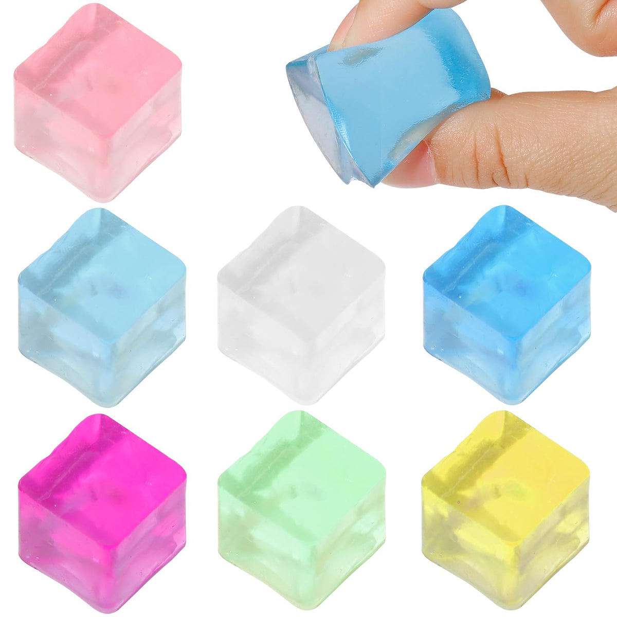 Ice Cube Sensory Toys 24 Pcs Squishy Fidget Stress Cube for Adults Kids Anxiety Stress Relief Hand Therapy Sensory Squishy Ball Classroom Prize Box Toys